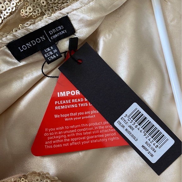 London Dress Company Nude/Gold Maxi Dress size 4 - Picture 3 of 4